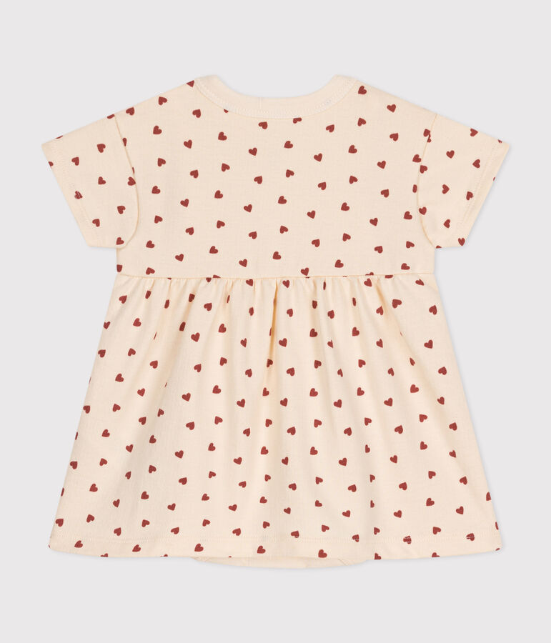 Robe en molleton l&eacute;ger avec body b&eacute;b&eacute; &eacute;cru/marron