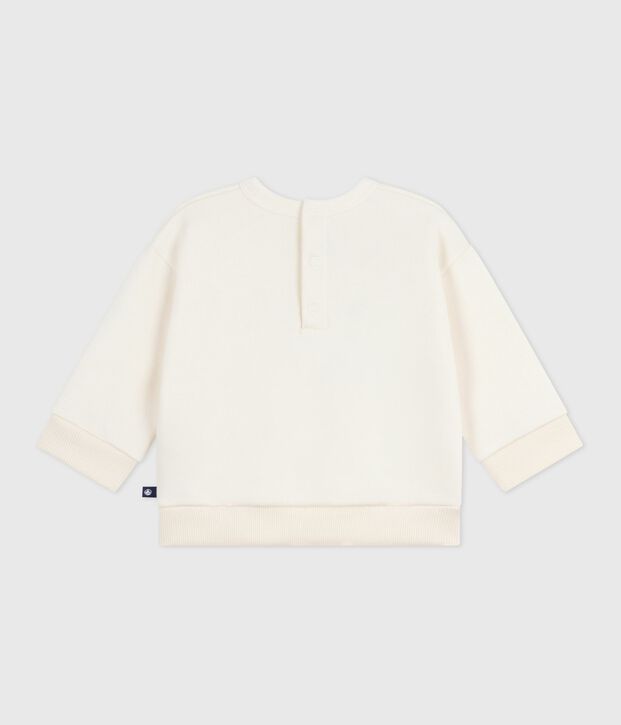 Sweatshirt b&eacute;b&eacute; en coton motif c&oelig;ur &eacute;cru