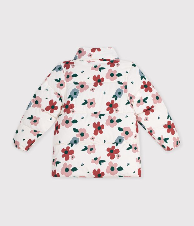Doudoune enfant &agrave; fleurs &eacute;cru/multicouleur