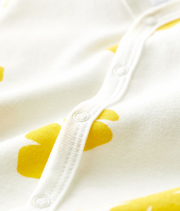 Combicourt imprim&eacute; v&eacute;g&eacute;tal b&eacute;b&eacute; en coton blanc/jaune