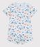 Pyjama short enfant en coton imprim&eacute; phosphorescent bleu/multicouleur