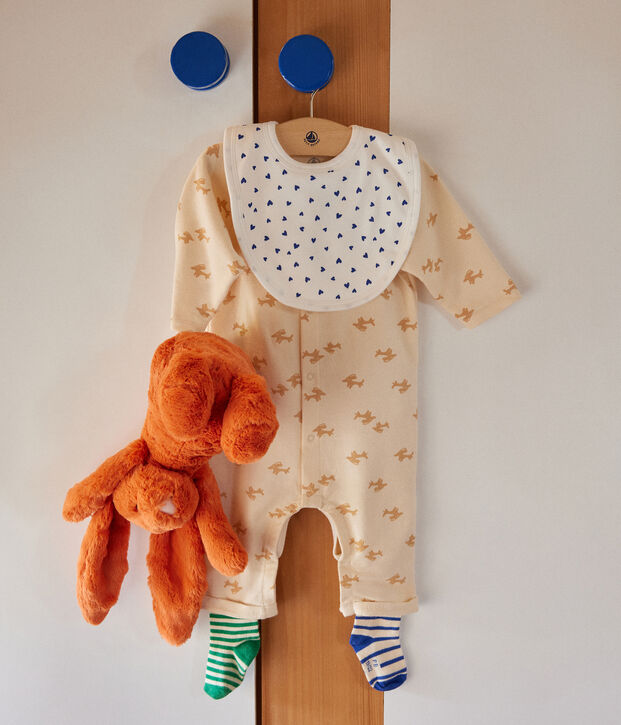 Lang pakje van lichte molton voor baby's ecru/beige
