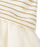 Robe fille bi-matière à rayures brillantes beige COQUILLE/jaune LUREX DORE