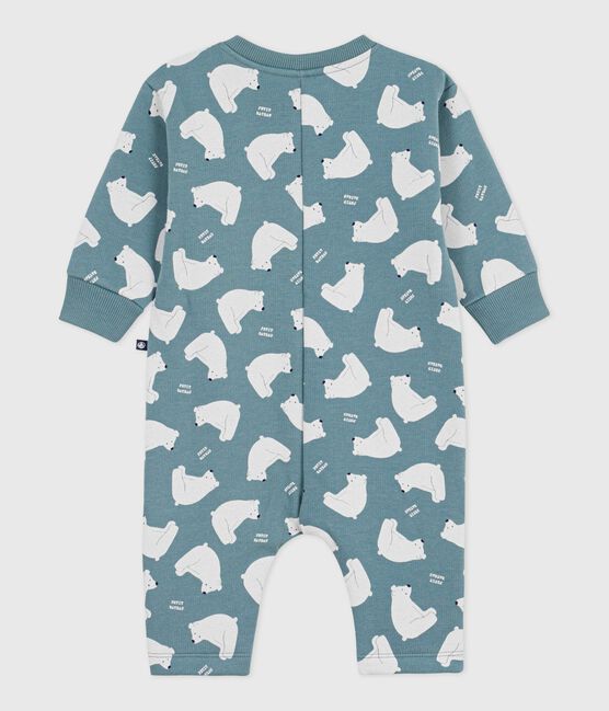 Combinaison longue bébé en coton imprimé ours blanc gris GOBELIN/ MULTICO