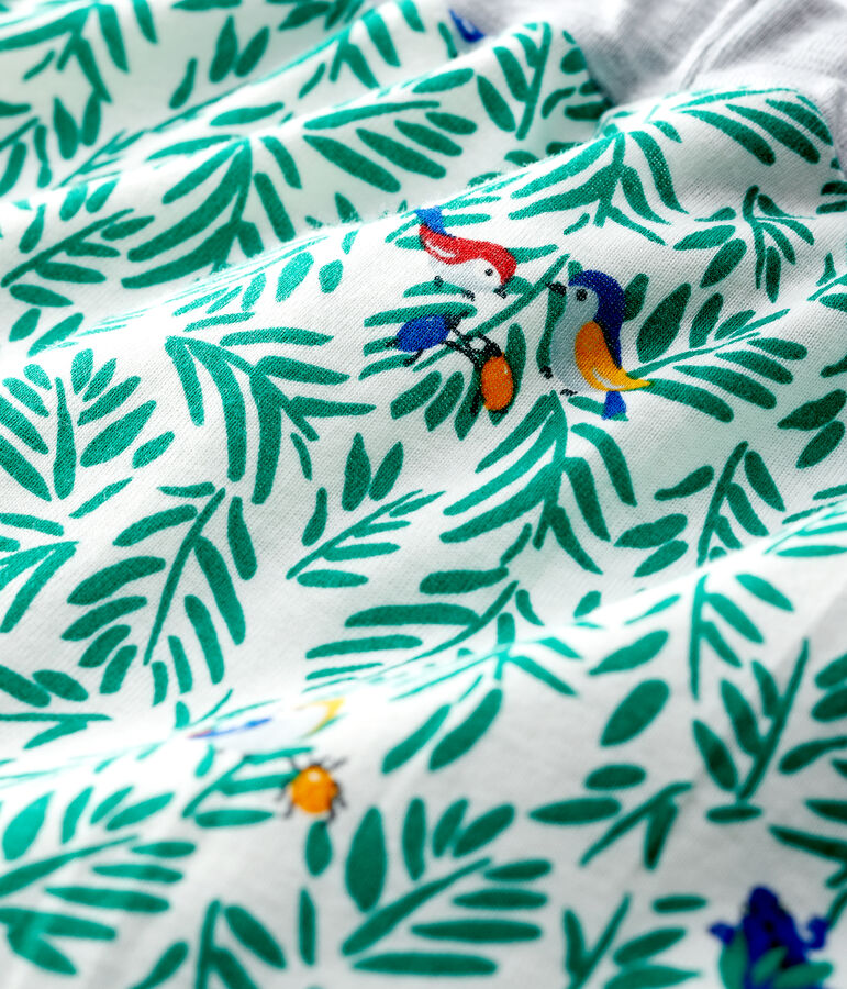 Geribde broek met print voor babyjongens wit/multicouleur