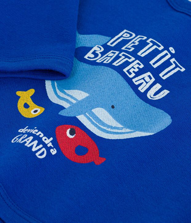 Sweatshirt b&eacute;b&eacute; en coton motif baleine bleu