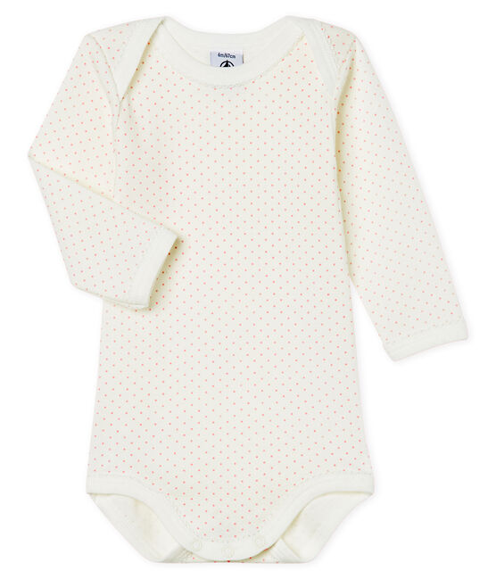Rompertje lange mouwen babymeisje wit MARSHMALLOW/roze CHARME