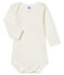 Rompertje lange mouwen babymeisje wit MARSHMALLOW/roze CHARME