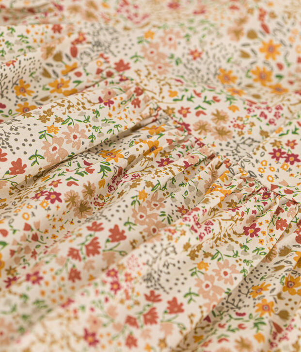 Mouwloos jurkje van poplin met print voor meisjes ecru/multicouleur