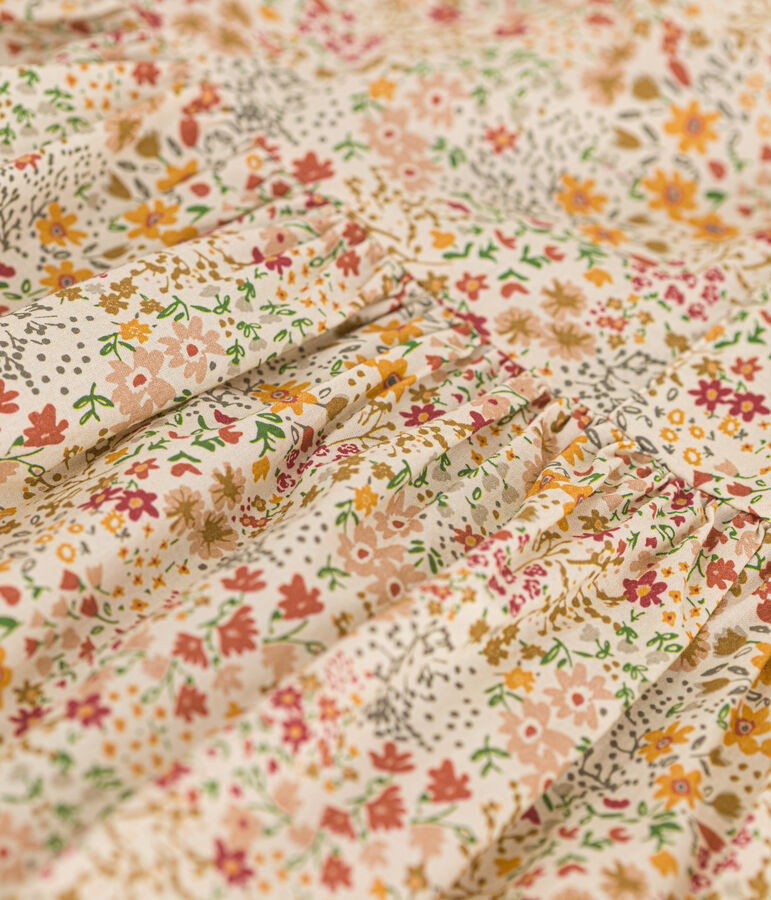 Robe imprim&eacute;e sans manche en popeline enfant fille &eacute;cru/multicouleur