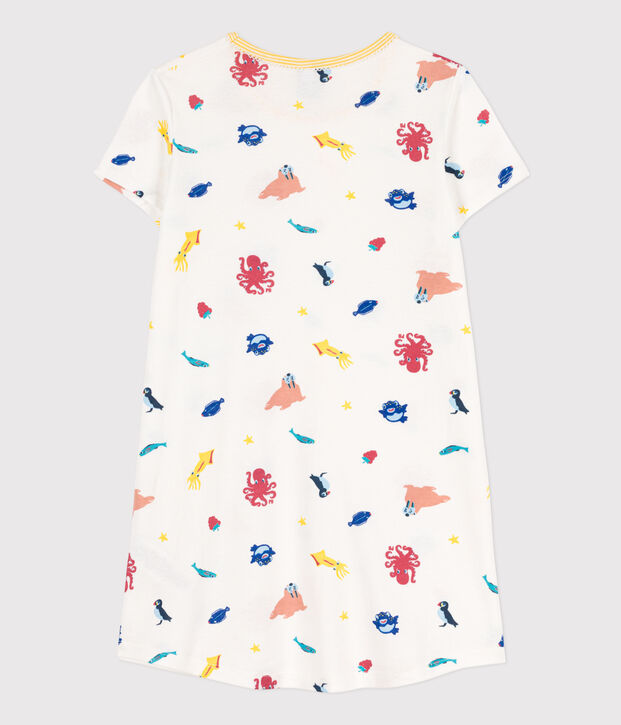 Glow in the dark nachthemd van katoen voor meisjes wit/multicouleur