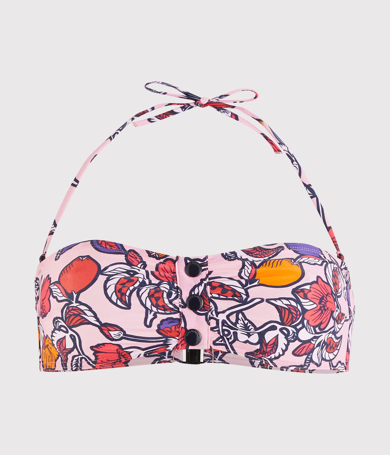 Milieuvriendelijke bikinitop roze PATIENCE/wit MULTICO