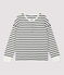 Katoenen marinière Dames t-shirt met Tunesische hals wit MARSHMALLOW/blauw SMOKING