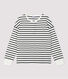 Katoenen marinière Dames t-shirt met Tunesische hals