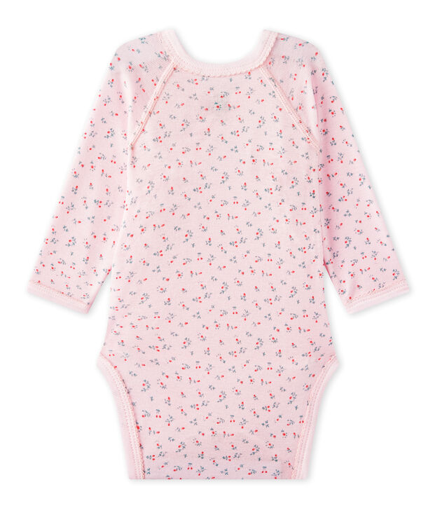 Body naissance fille manches longues imprim&eacute; rose/multicouleur