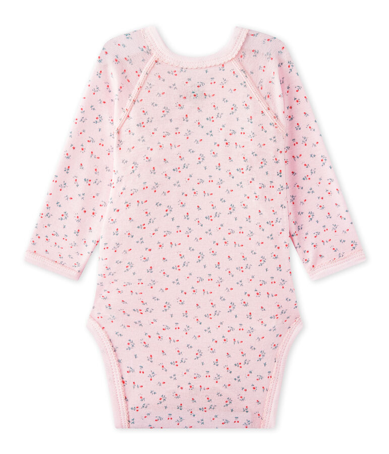 Body naissance fille manches longues imprim&eacute; rose/multicouleur