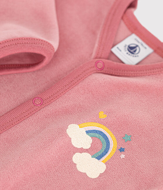 Babypyjama van velours roze ROSEWOOD