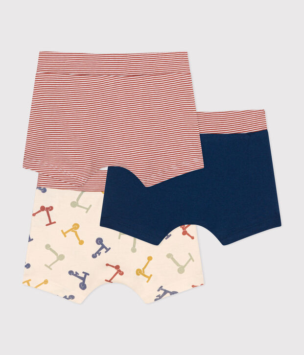 Setje met drie katoenen boxershorts met step voor kinderen multicouleur