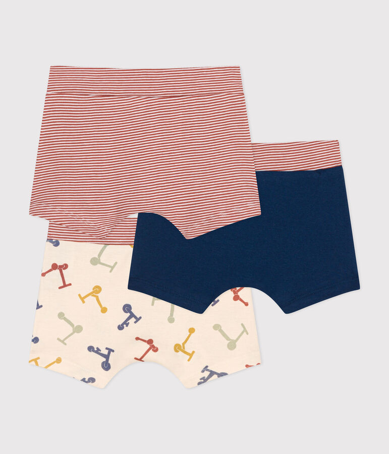 Setje met drie katoenen boxershorts met step voor kinderen multicouleur