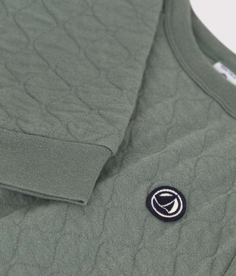 Jongensweatshirt in doorgestikte tubic groen