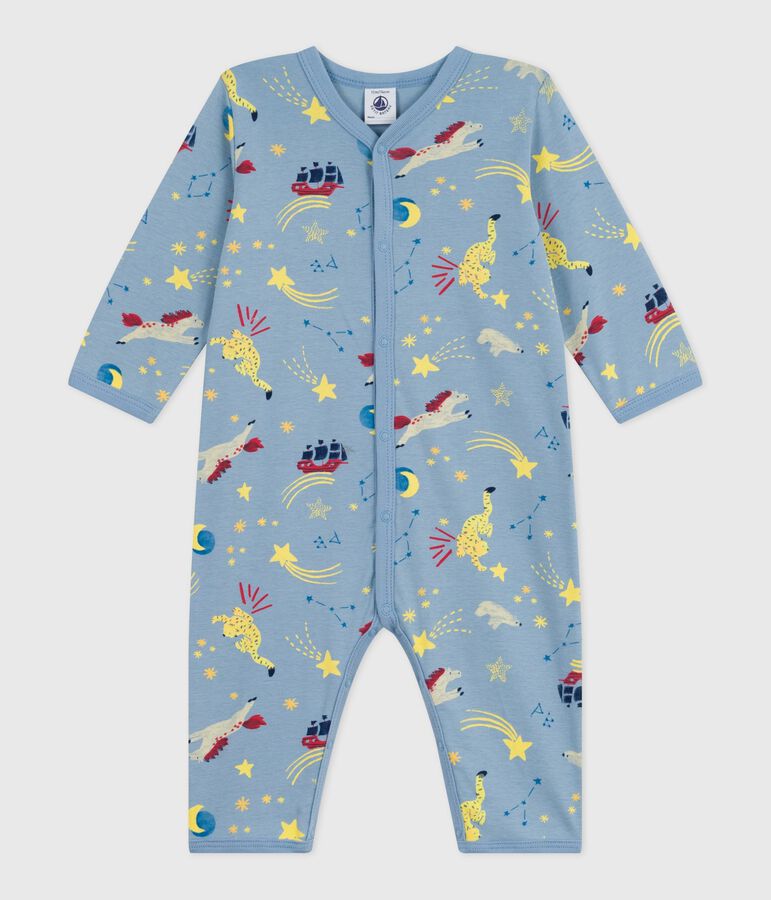 Katoenen babypyjama zonder voetjes met print blauw/multicouleur