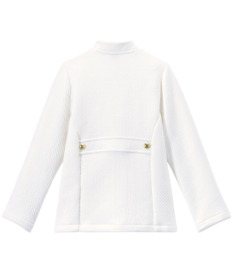 Manteau fille en tubique matelass&eacute; blanc