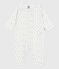 Pyjama bébé en coton ajouré sans pieds avec col imprimé fleuri blanc MARSHMALLOW/blanc MULTICO