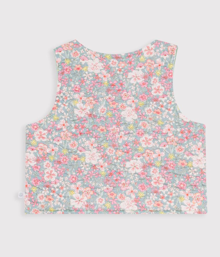 Katoenen vestje zonder mouwen met bloemenprint voor baby's blauw/multicouleur