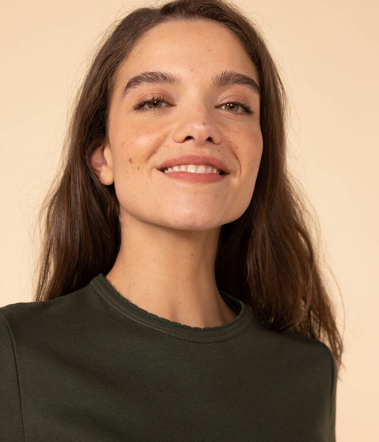 L'ICONIQUE, T-shirt voor dames met cocottesteek in katoen groen