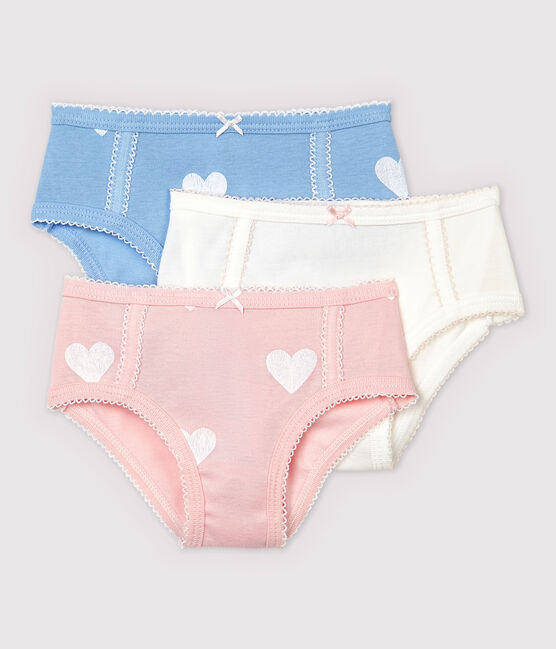 Lot de 3 culottes tailles hautes cœur petite fille en coton biologique variante 1