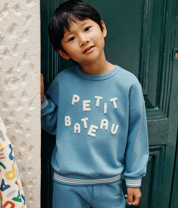 Sweatshirt en molleton enfant fille / gar&ccedil;on bleu