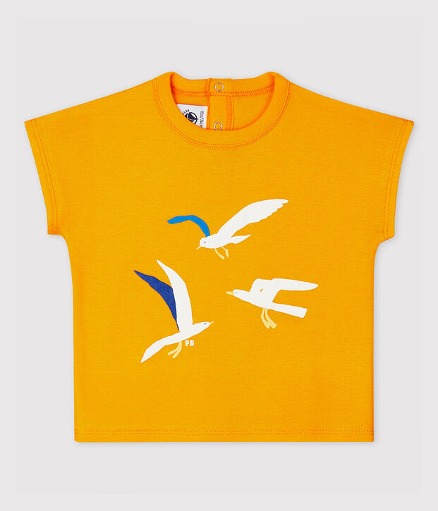 Katoenen T-shirt met korte mouwen voor babyjongens geel