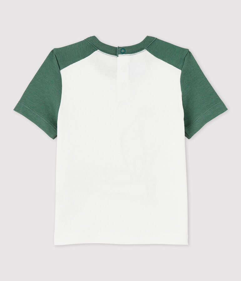 Tee-shirt manches courtes en coton b&eacute;b&eacute; gar&ccedil;on blanc/vert