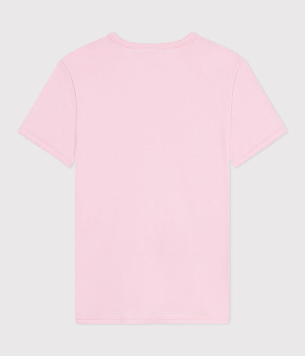 Tee-shirt femme en coton manches courtes uni rose clair