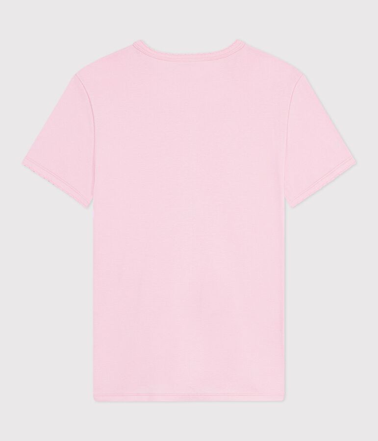 Dames-T-shirt van effen katoen met korte mouwen roze