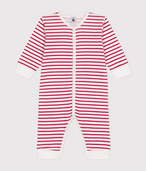 Pyjama sans pieds en coton bébé blanc ECUME/rouge TERKUIT