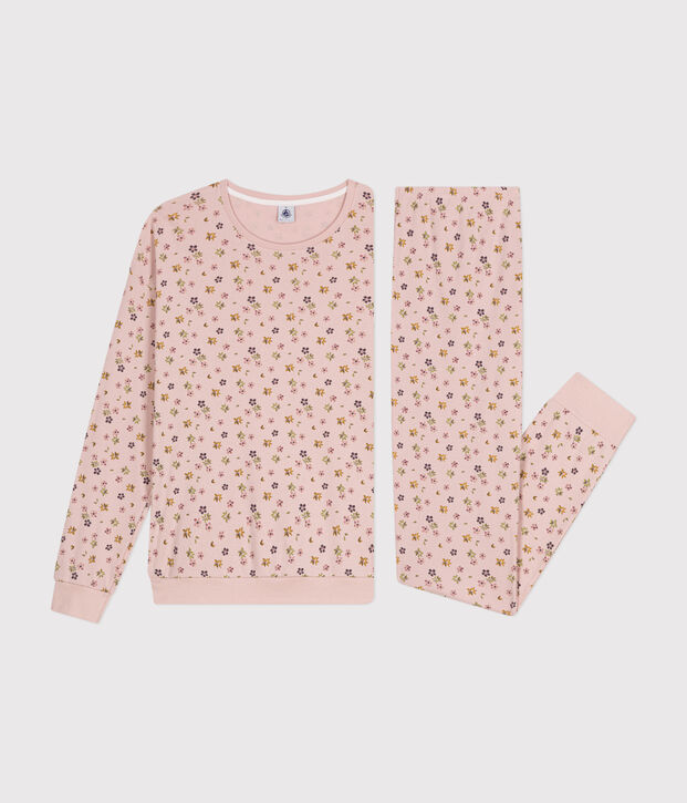 Pyjama en coton imprim&eacute; floral femme rose/multicouleur