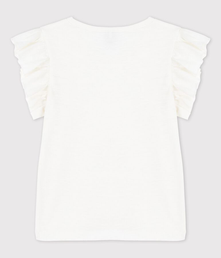 T-shirt manches courtes en coton enfant fille blanc MARSHMALLOW
