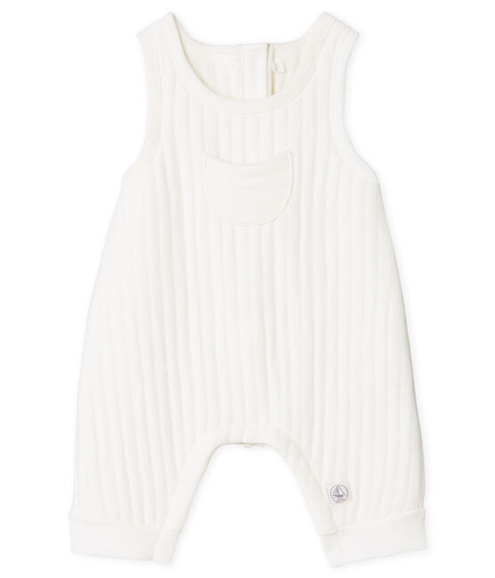 Salopette longue bébé garçon en tubique matelassé blanc MARSHMALLOW