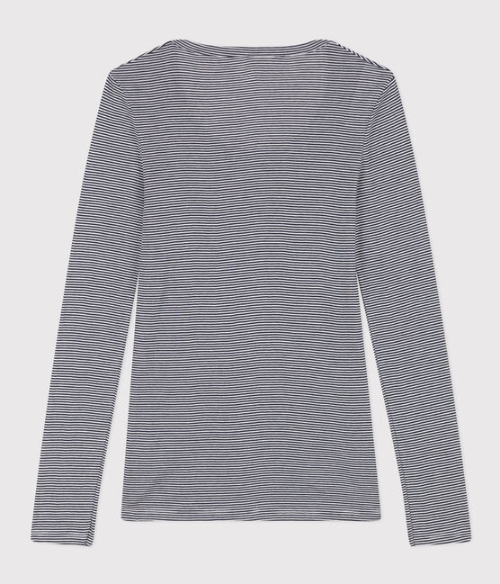 Aansluitend, gestreept T-shirt van luchtig katoen voor dames blauw SMOKING/wit MARSHMALLOW