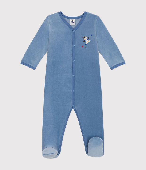 Babypyjama van velours blauw
