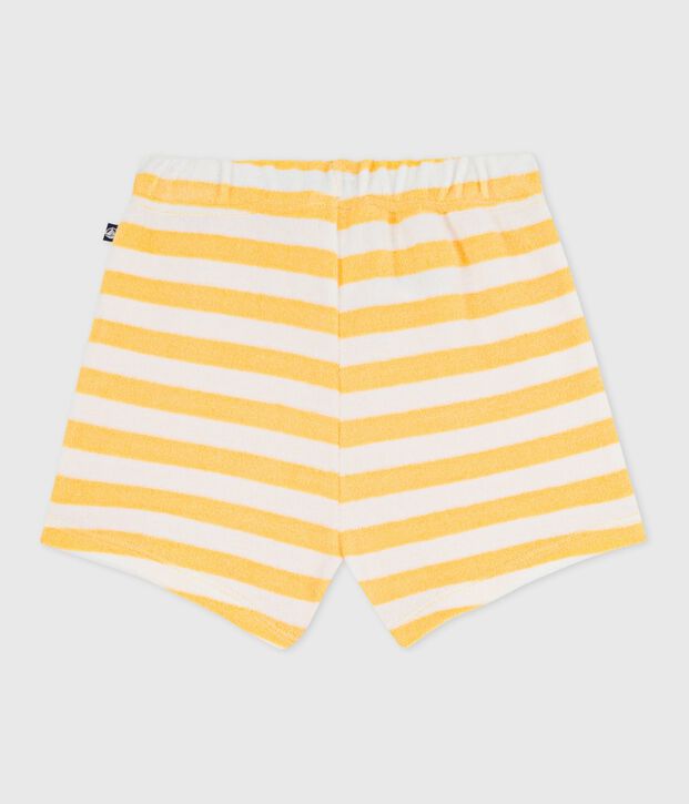 Short b&eacute;b&eacute; en &eacute;ponge ray&eacute; jaune/blanc