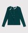 Cardigan femme en coton uni vert fonc&eacute;