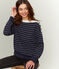 Sweatshirt met lange mouwen vrouwen blauw SMOKING/beige COQUILLE