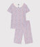 Pyjacourt fleurs en coton petite fille blanc MARSHMALLOW/blanc MULTICO