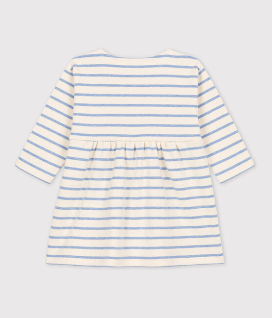 Robe manches longues bébé à rayure marinière en coton blanc AVALANCHE/ SKY CHINE