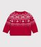 Pull b&eacute;b&eacute; en laine et coton &agrave; motifs jacquard rouge/multicouleur