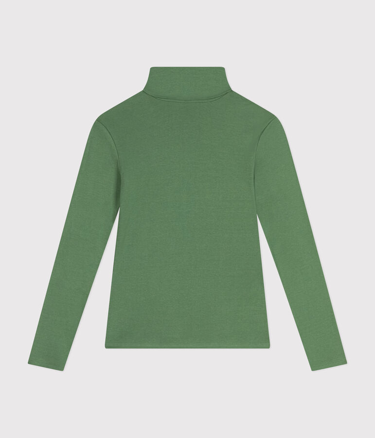 Tee-shirt l'Iconique Col roul&eacute; en coton femme vert PALMERAIE