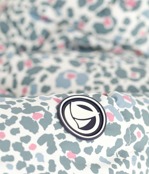 Donsjack met print voor kinderen ecru/multicouleur