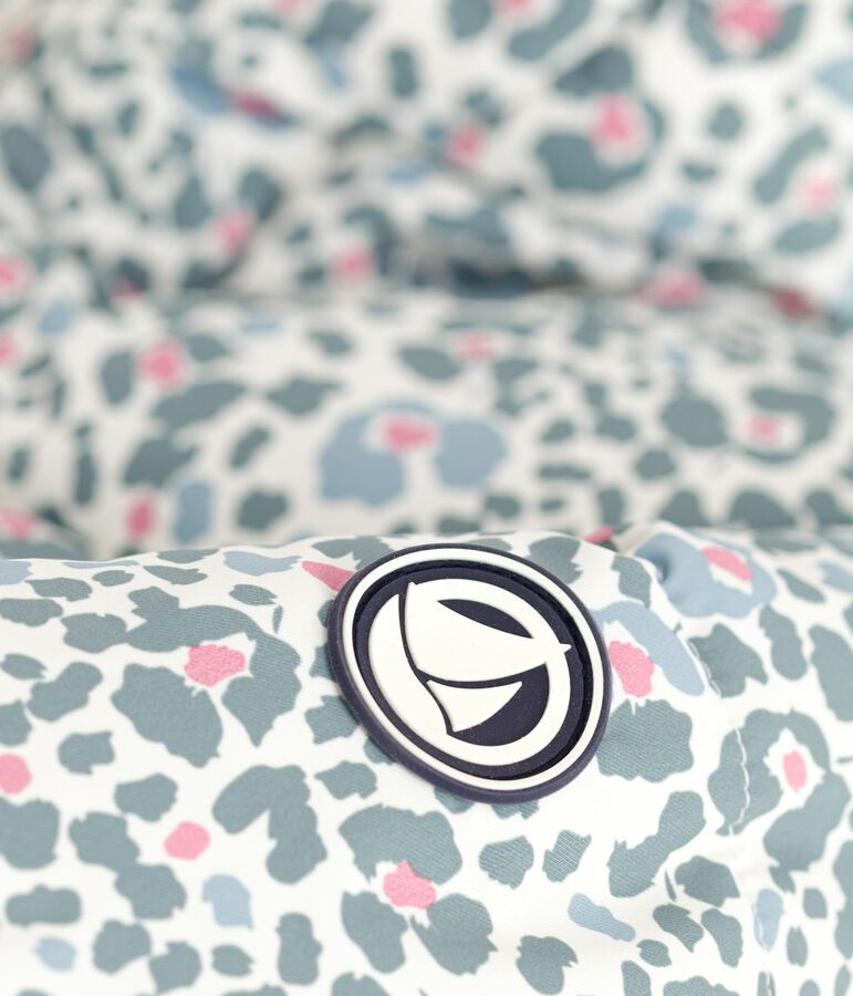 Donsjack met print voor kinderen ecru/multicouleur